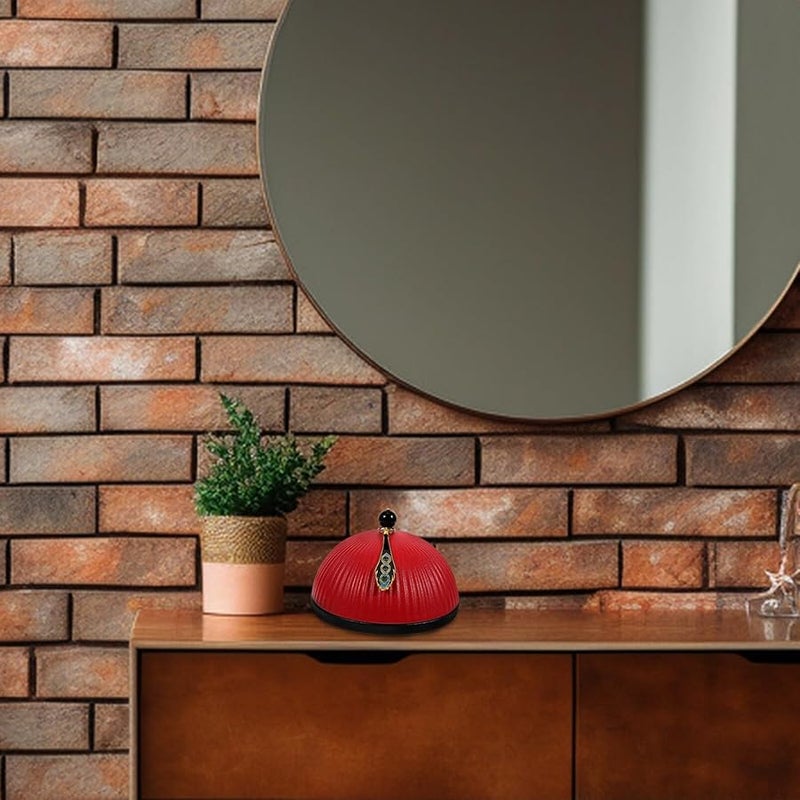 منفضة سجائر خزفية حمراء مع غطاء للإكسسوارات التدخين الداخلية والخارجية للمنزل والمكتب - Image 3